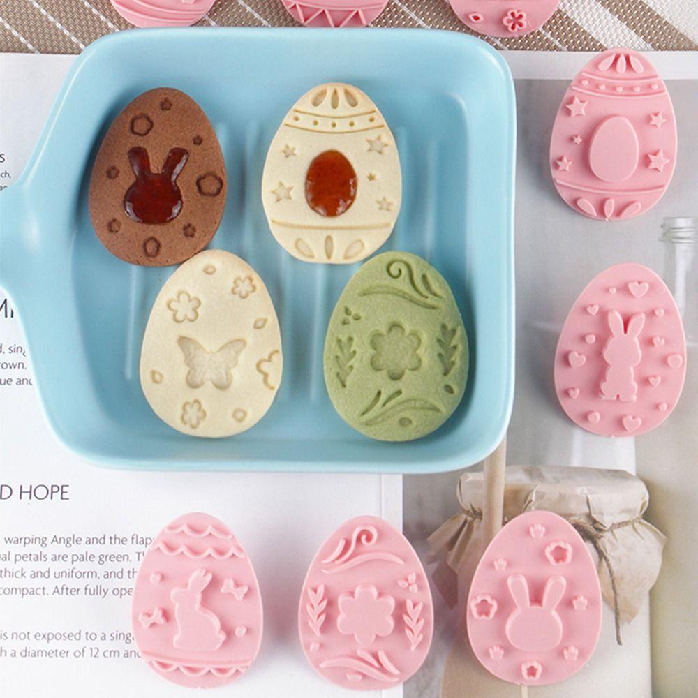 Preva 9pcs/set 3D Easter Rabbit Egg Food Fondant Cetakan Kue Plunger Plastik Toples Saus Sandwich