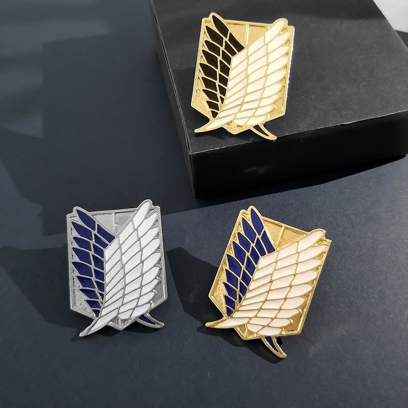 Bros Pin Enamel Desain Anime Attack ON Titan Eren Jaeger Mikasa Ackerman Jiyuu No Tsubasa