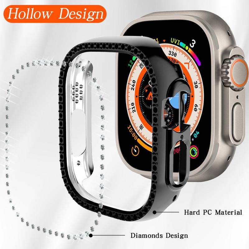 Casing Pelindung Apple Watch Ultra 49mm Bahan PC Aksen Hollow Bumper Ukuran 49mm