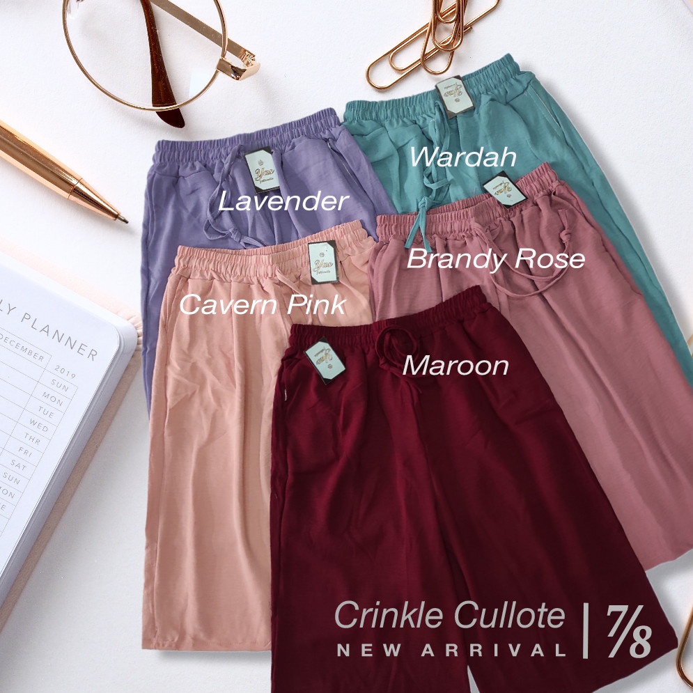 Celana Kulot Pendek 7/8 Crinkle / kulot midi crinkle pendek Tali ikat