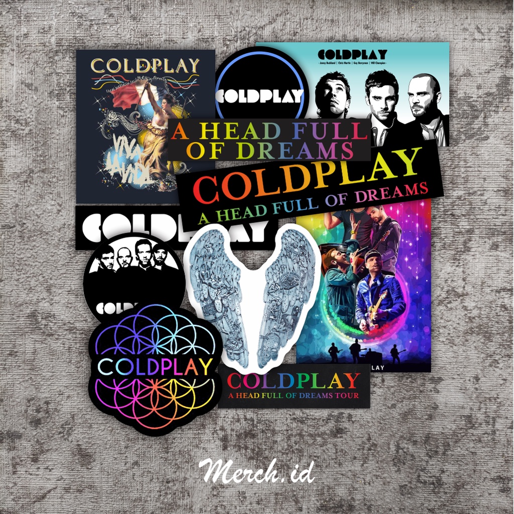 Stiker Band Coldplay Large Size 11 Pcs Case HP Laptop Helm