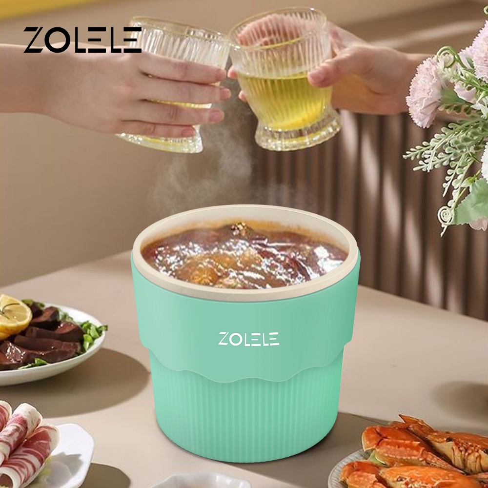 ZOLELE Panci Listrik Serbaguna 1.2L Panci Masak Multi Electric Cooker Shabu Pot Penanak Nasi Mini Portable Penanak Nasi Kukus Steamer Peralatan Dapur  Deep Fryer Non-Stick Food Processor Pot ZC307