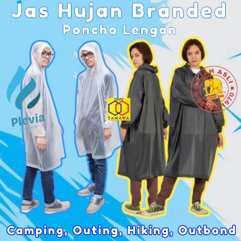 Raincoat Camping Outbond OutingClass Hiking Jas Hujan Ponco Lengan Elephant Brand