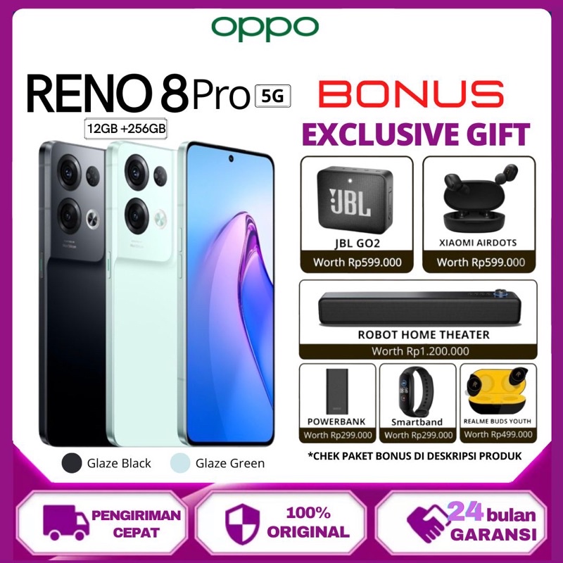 OPPO RENO 8 PRO 5G RAM 12/256 Garansi Resmi 2 Tahun