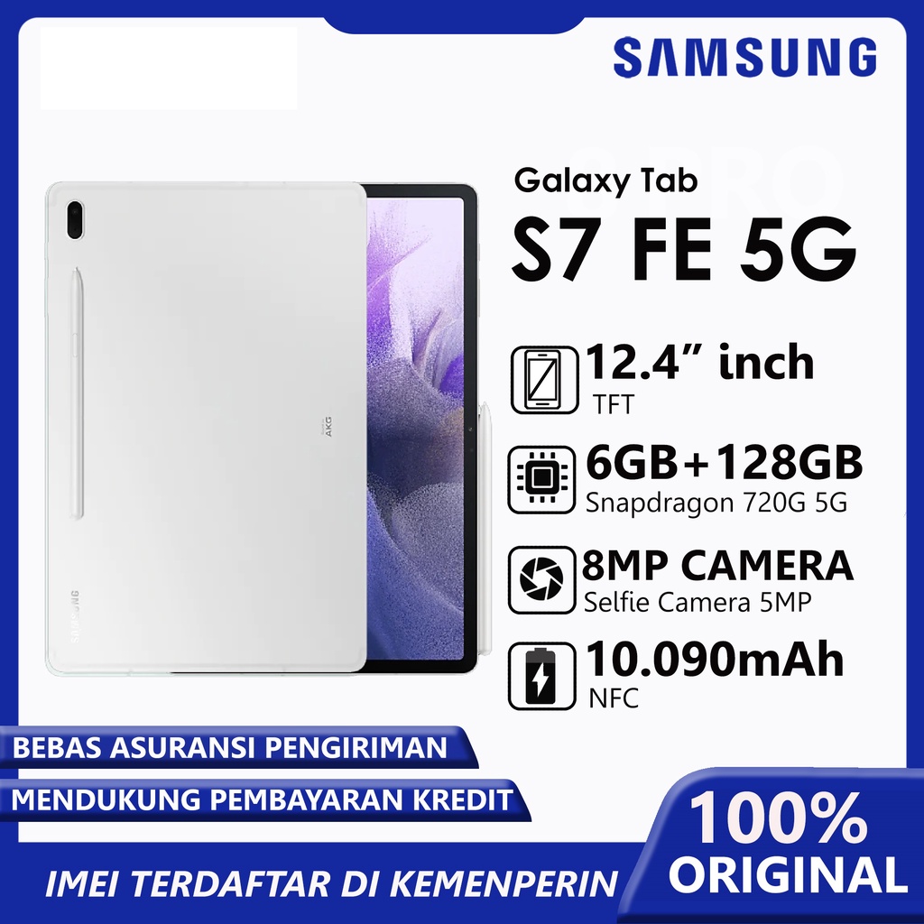 Samsung Galaxy TAB S7 FE T736 RAM 6 GB ROM 128 GB 6/128 12 Inch 5G Garansi Resmi