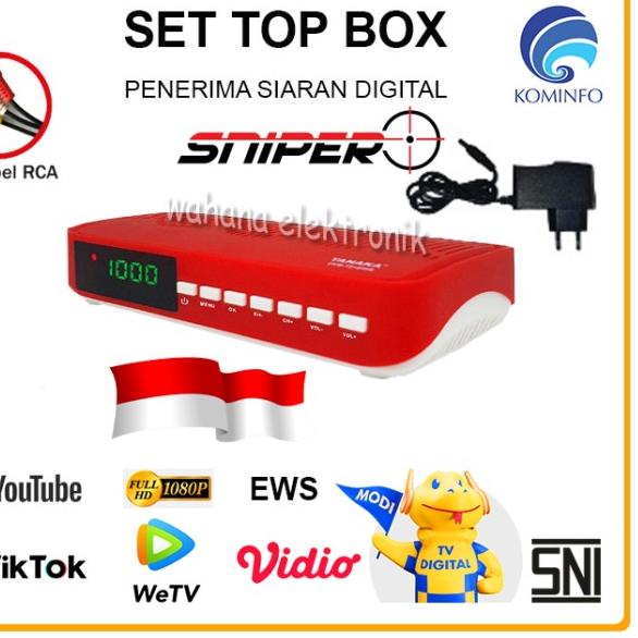 TANAKA SNIPER SET TOP BOX STB DVB T2 TV DIGITAL RECEIVER DVB2IP - SNIPER MERAH PU, STB