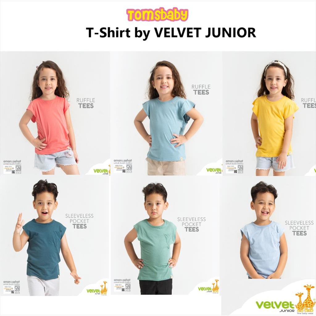 [TOMS] VELVET JUNIOR (1pcs) T-Shirt Kaos Anak Perempuan GIRL Ruffle Tees / Laki Laki BOY Kutung Segitiga