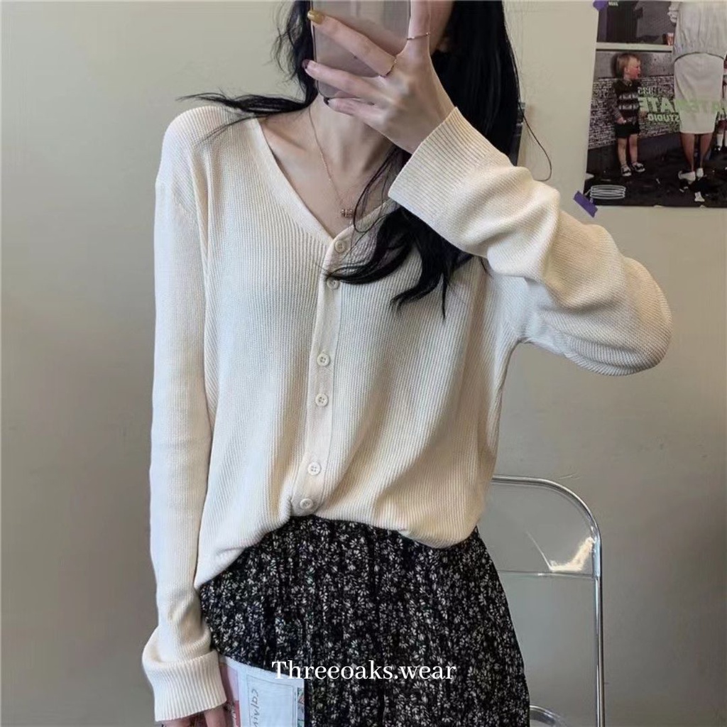 ALYSSAA CARDIGAN TOP - Atasan Kardigan Impor Premium Adem Nyaman Double Kancing Korean Style