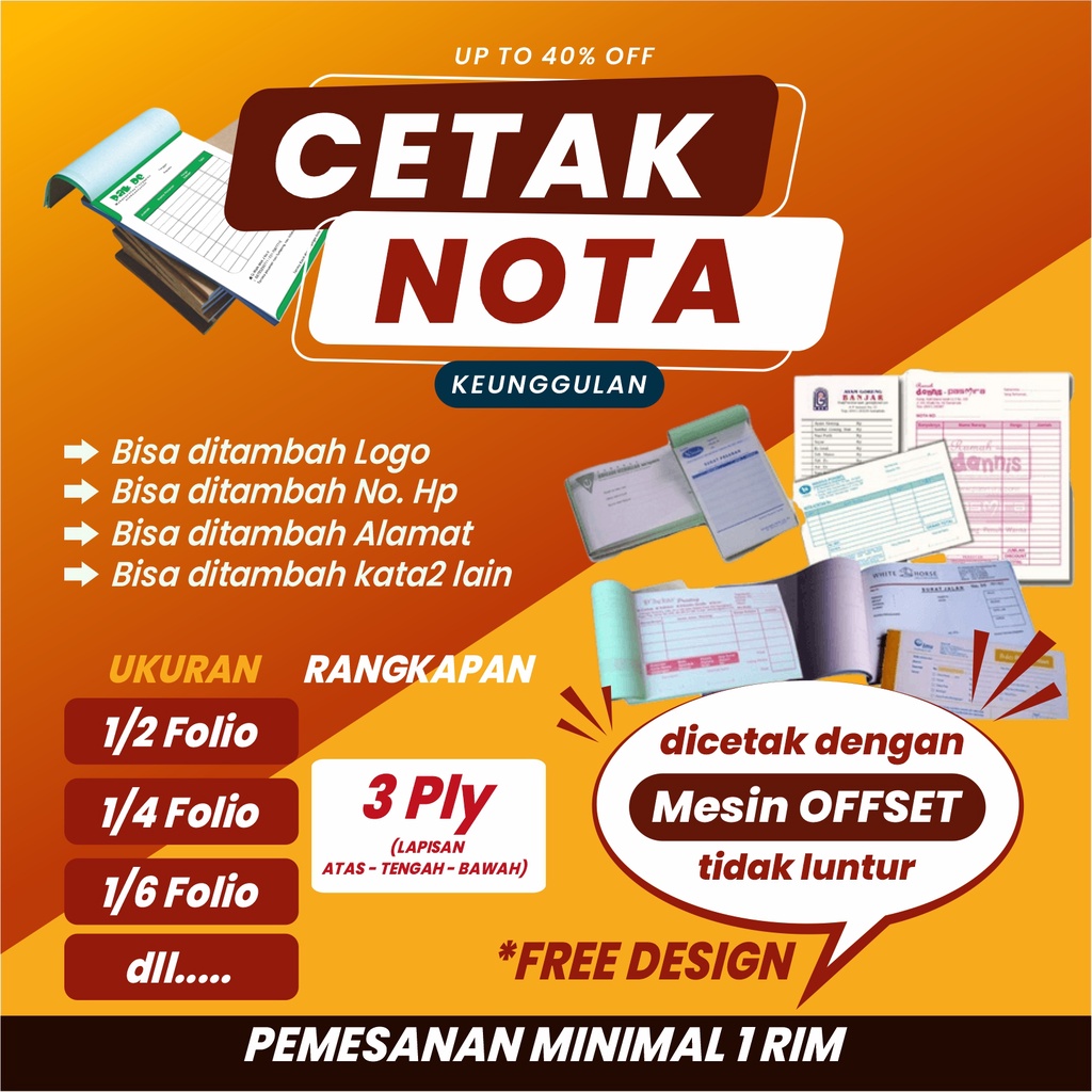 NOTA CUSTOM 3 PLY / KWITANSI / NOTA LAUNDRY /NOTA WARNA