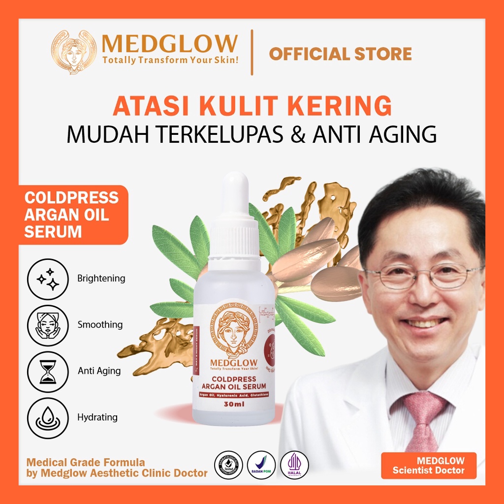 MEDGLOW CLINIC Coldpress Argan Oil Serum 30 ml | Aesthetic Skincare Serum Kulit Kering Anti Iritasi 