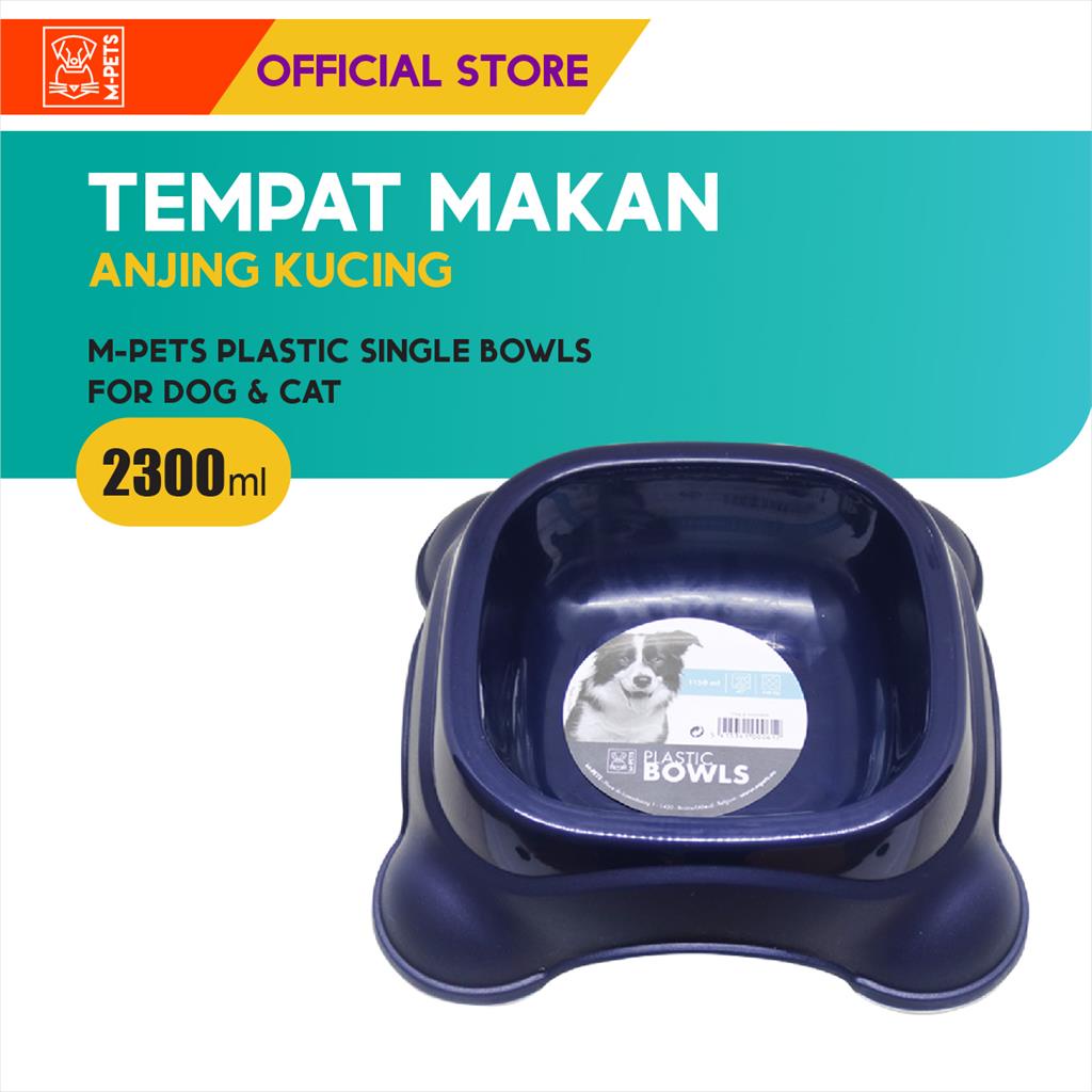 M-Pets Plastic Single Bowl 2300 ml / Tempat Makan Anjing Kucing