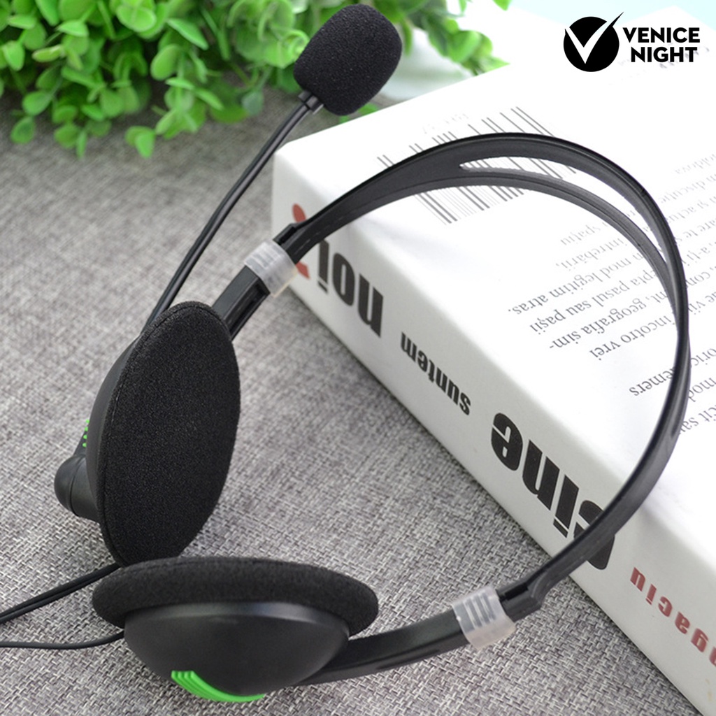 (VNEP) (Berkabel) 440 3.5mm Plug Headphone Stereo Noise Reduction Headset dengan Mic untuk PC