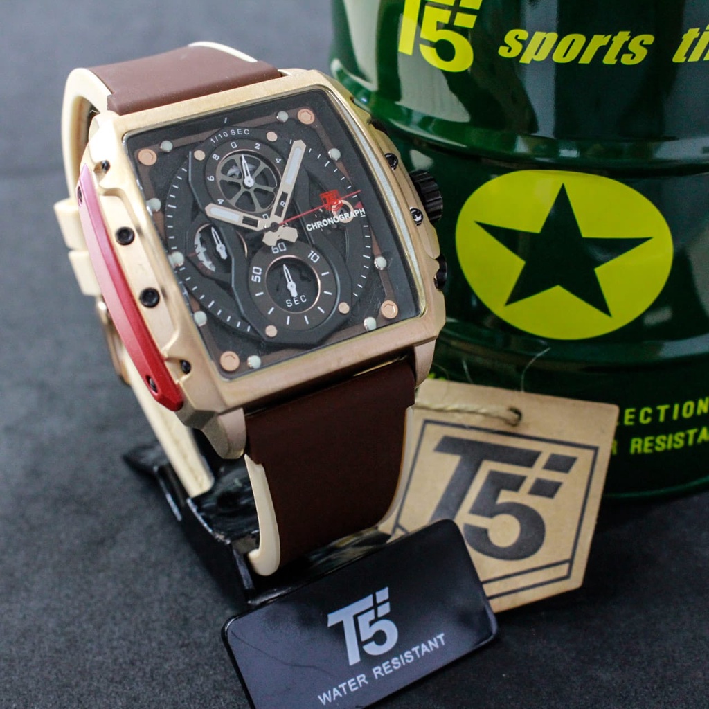 Jam Tangan Pria T5 H 3920 H3920 Original Crono Aktif Tali Rubber Tahan Air