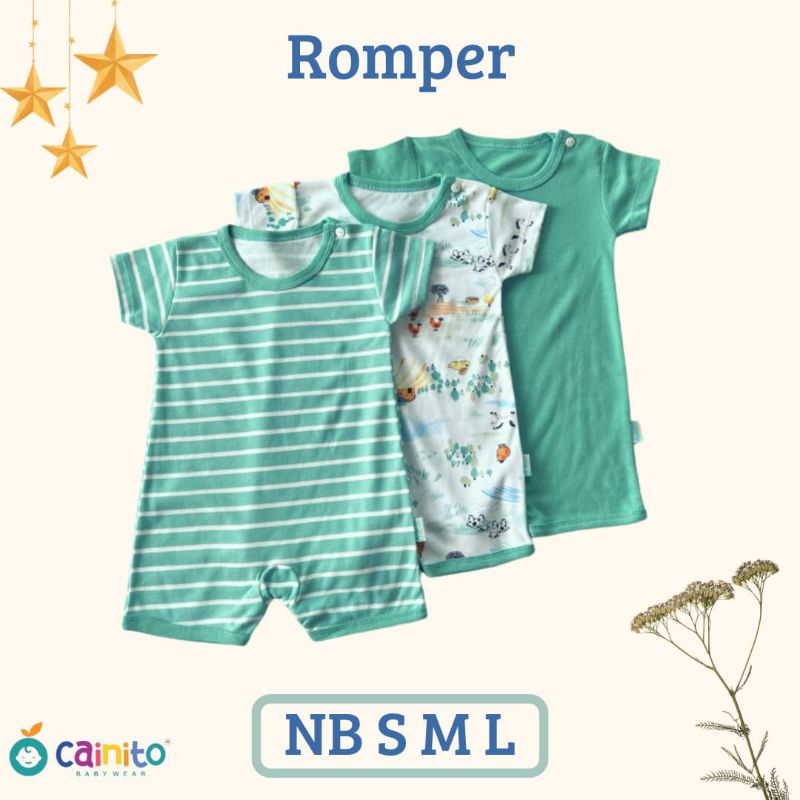 3pc- cainito romper bayi new born premium motif terbaru cainito- Jumper pendek cainito - bodysuit bayi baru lahir