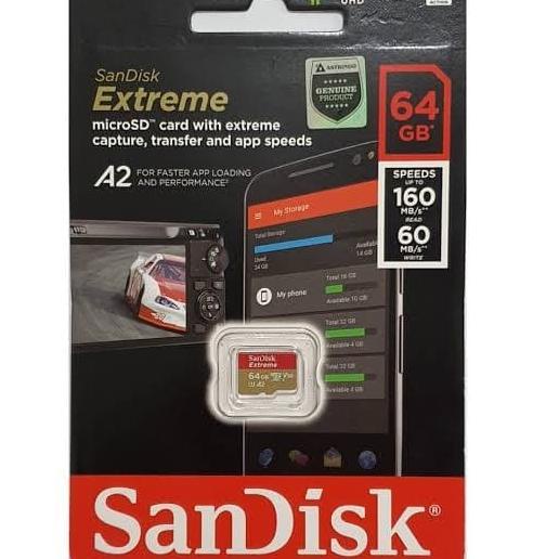 Sandisk extreme 64gb microsd memory card 64 gb memori class 10 micro