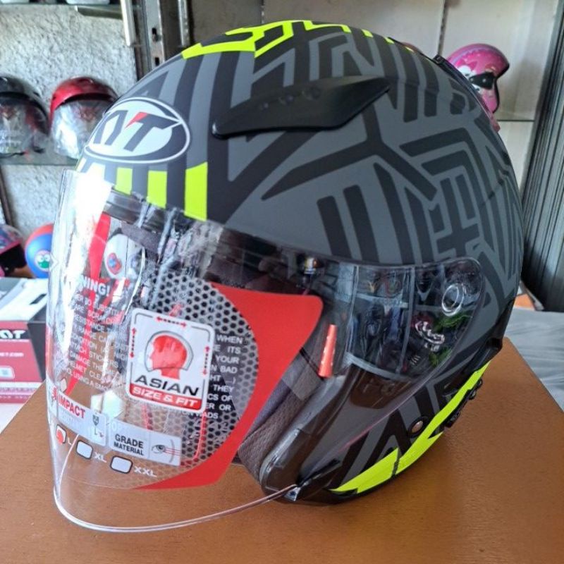 HELM KYT GALAXY FLAT R MOTIF NEON GREY DOFF YELLOW FLUO