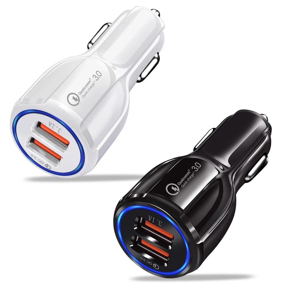 Charger Mobil 2 Port Qc 3.0 3.1A / Adaptor Mobil / Colokan Mobil / Charger Mobil