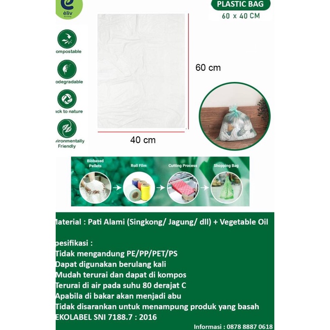 

Kantong Plastik Singkong Polos (Small) / Cassava Bag BIODEGRADABLE