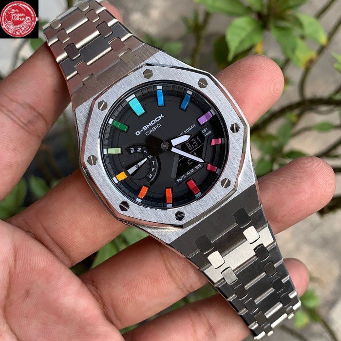 Jam G-Shock GShock GA-2100 GA2100 SKE Rainbow ROriginal Silver Gen3