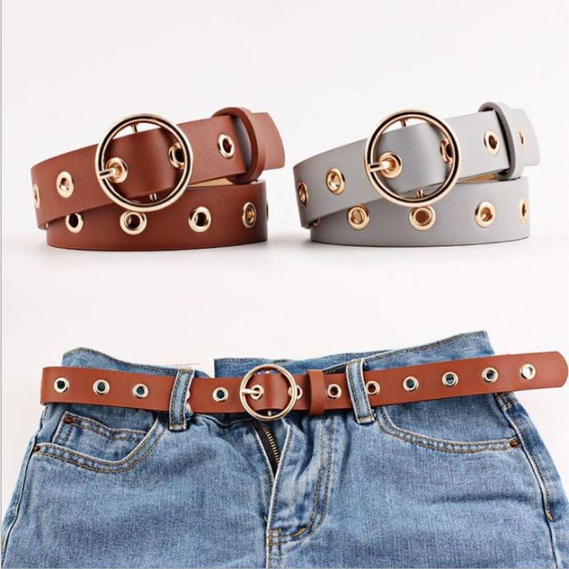 round metal grunge belt circle / sabuk bulat bundar bunder ikat pinggang mata kucing coklat putih hitam belt ring Harajuku punk ghotic