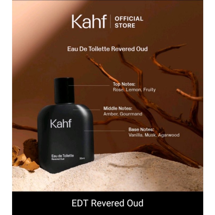 Kahf Parfum Pria Cowok Revered Oud Eau De Toilette Segar Alami Sepanjang Hari 35 Ml