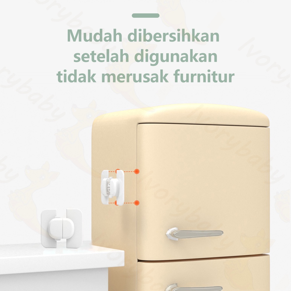 Ivorybaby Safety lock lemari Kunci kulkas pengaman anak Pengaman laci lemari pintu