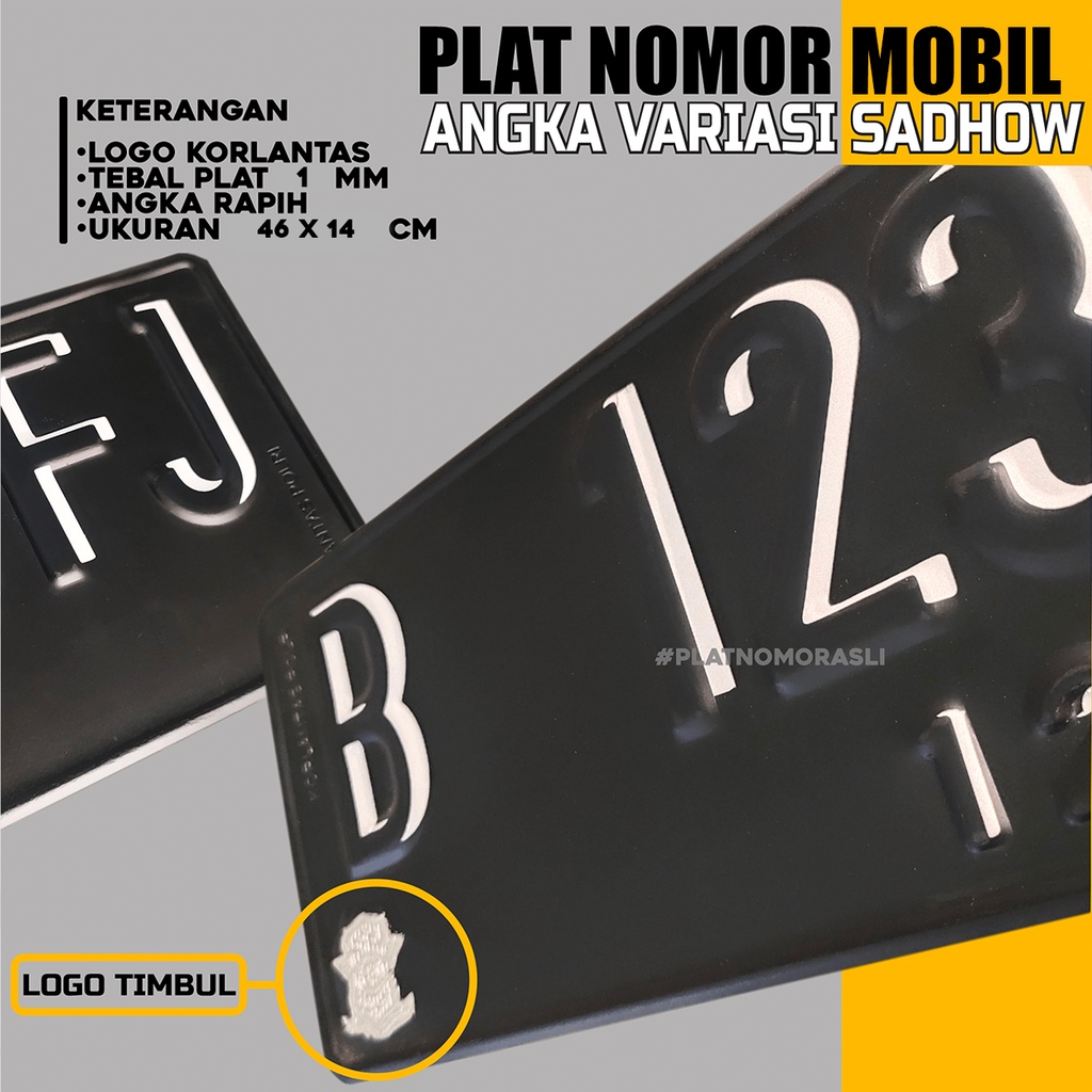plat nomor asli logo korlantas angka variasi bayangan / plat mobil angka stiker nyala asli