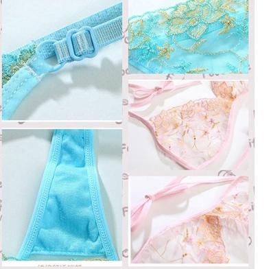 ➘✣✰ Set Bikini Wanita transparan Sexy Lingerie tali Bra dan G String dapat disesuaikan Size besar A1