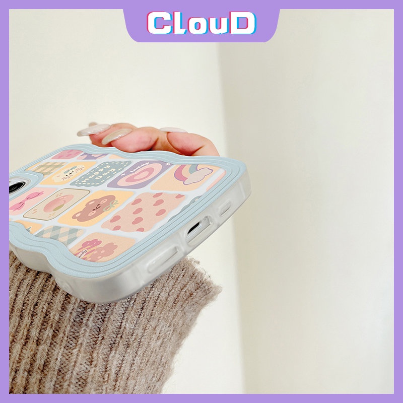 Kartun Kisi Ilustrasi Cinta Hati Case Realme C33 C25Y C35 C15 C25 C30 C20A C21Y C12 C20 C11 C25s C3 C1 5 8 9 7 10 5s 6i 5i C20A Wavy Edge Lembut Lucu Beruang Kelinci Pelangi Cover