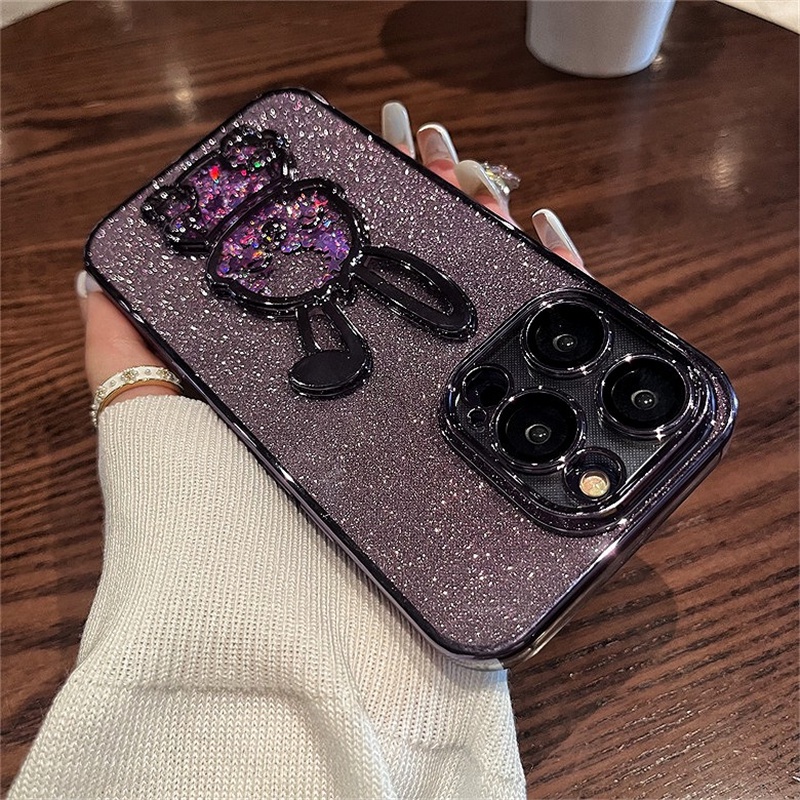 Soft case Pelindung Lensa Kamera shockproof Motif Kartun Kelinci Untuk iphone 14 pro max 14 plus 11 13 12 pro mx Cute fun 3D cartoon fully enclosed protection soft case
