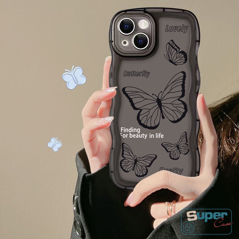 Retro Butterfly Case Samsung A04 A12 A14 A50s A04s A23 A32 A50 A13 A30s A03 A33 A21s A53 A30 A20s A31 A02s A52 A20 A51 A03s A11 A30 A52s A22 Soft TPU Fashion Wavy Edge Cute Case