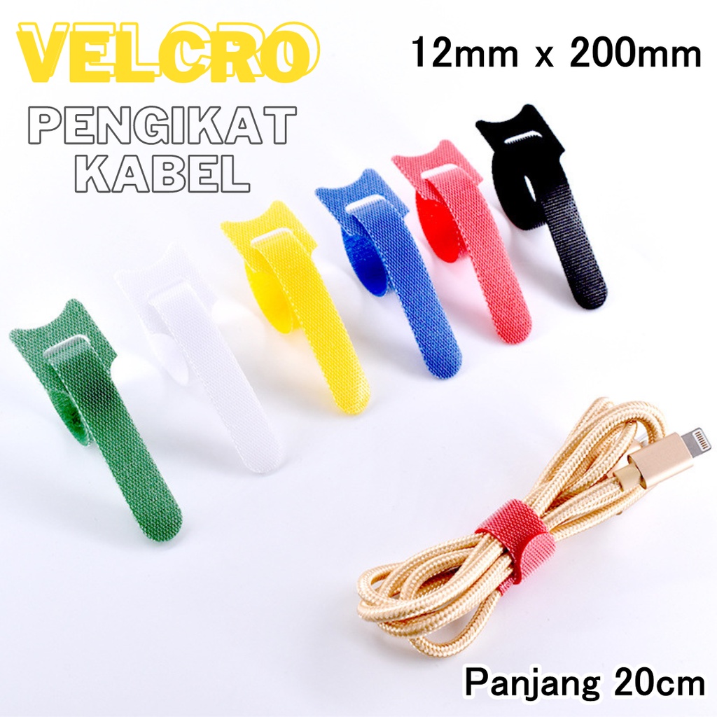 Pengikat Kabel Charger - Kabel Strap Velcro - Pengikat penggulung perapih penjepit penahan kabel