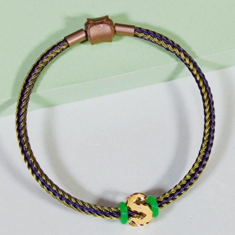 Gelang Tali  Inisial Huruf S Balok Elegant Emas Asli