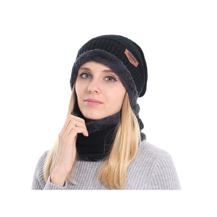 SONG TING Topi kupluk Banie Hat Dingin Pria Wanita Hangat Lembut - Biru