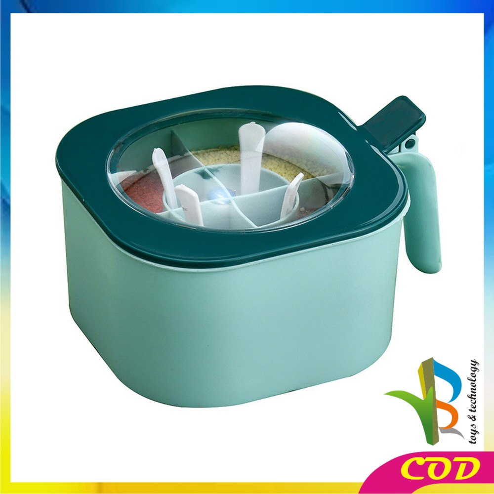 RB-C429 Tempat Bumbu Dapur 4 Sekat Wadah Serbaguna / Tempat Bumbu Kotak Set Portable / Tempat Gula Garam