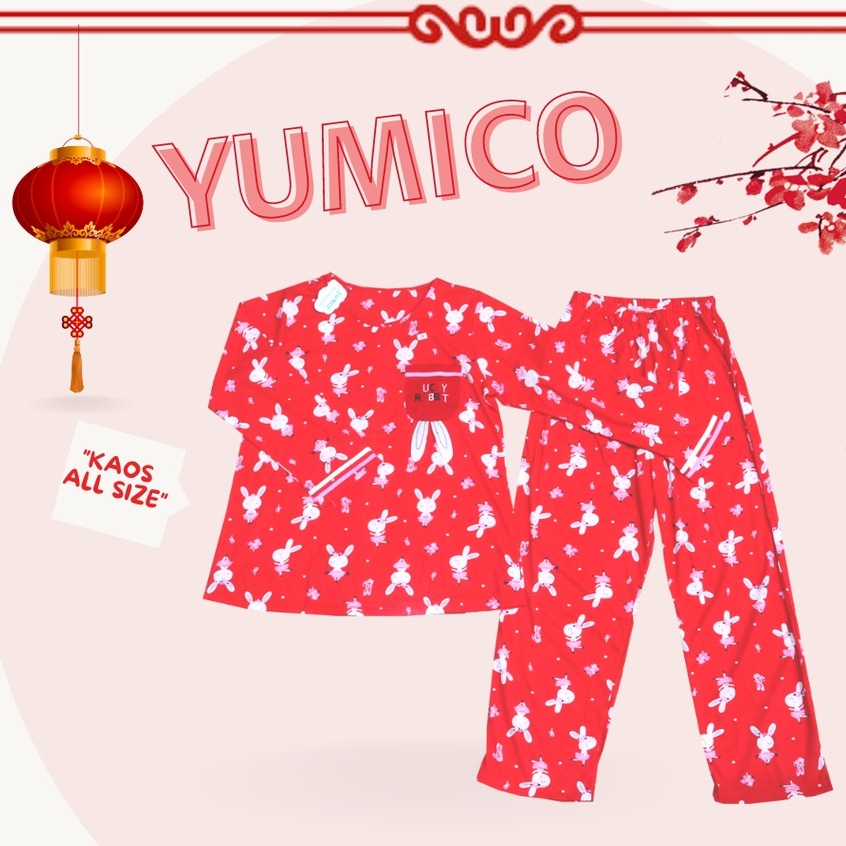 BAJU TIDUR  PIYAMA LENGAN PANJANG KAOS PREMIUM YUMICO ALL SIZE