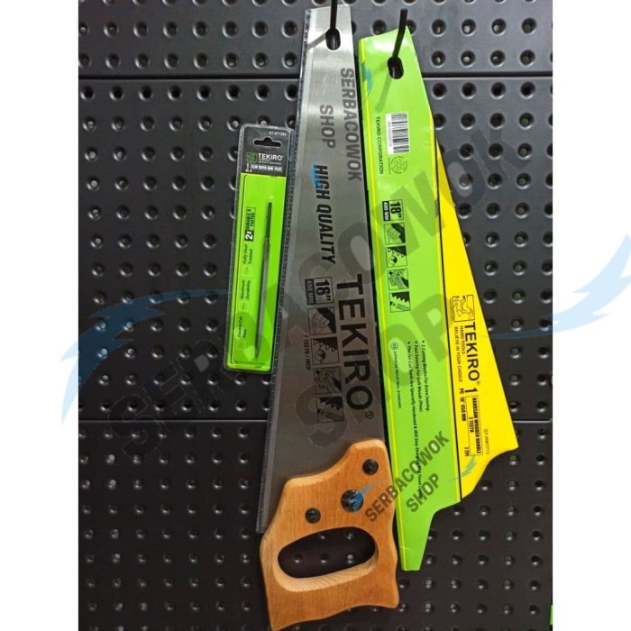 [COD] Paket Tekiro Gergaji Tangan 18 Inch 2 Mata Gagang Kayu  Kikir Slim / Perlengkapan Rumah Tangga