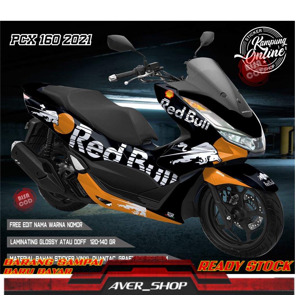 (PREMIUM) DECAL STIKER STRIPING STICKER FULLBODY PCX 160 2021 VARIASI REDBULL