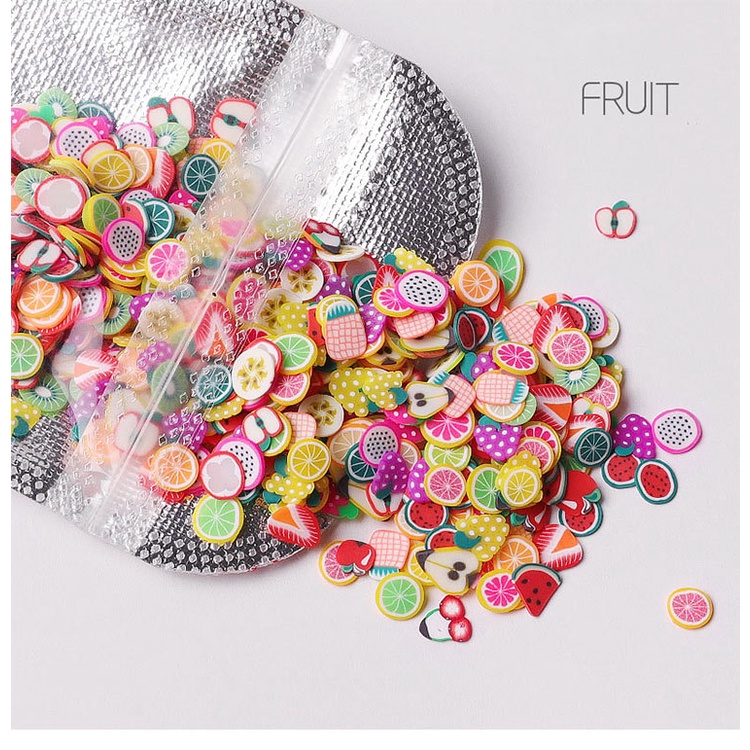 1000Pcs/Set Nail Slices Feather Shape Ultra Fruit  Clay Soft Mixed Nail Art  DIY