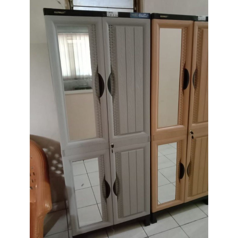 LEMARI NAPOLLY 2 PINTU RAK DAN GANTUNGAN ( CARBO G85 1R 2CK )