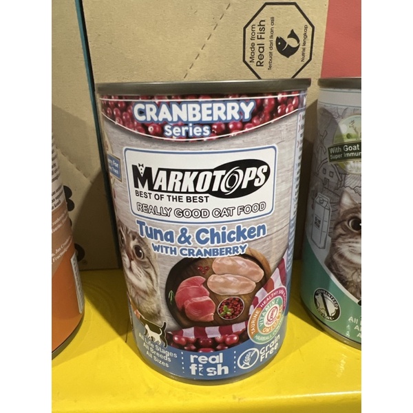 Markotop cranberry mom &amp; kitten tuna or tuna salmon or tuna chicken kaleng 400gr