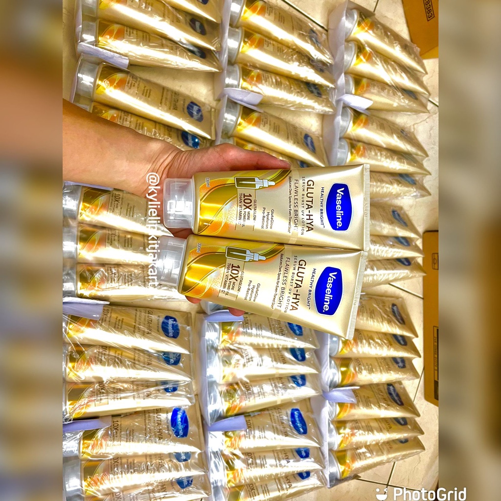 [ UKURAN BESAR ] Vaseline Gluta Hya Body Serum Lotion Pemutih Kulit Flawless Glow 330ml Pencerah Kulit 330 ml Pelembab Pelembut Pencerah Gold Ori Murah