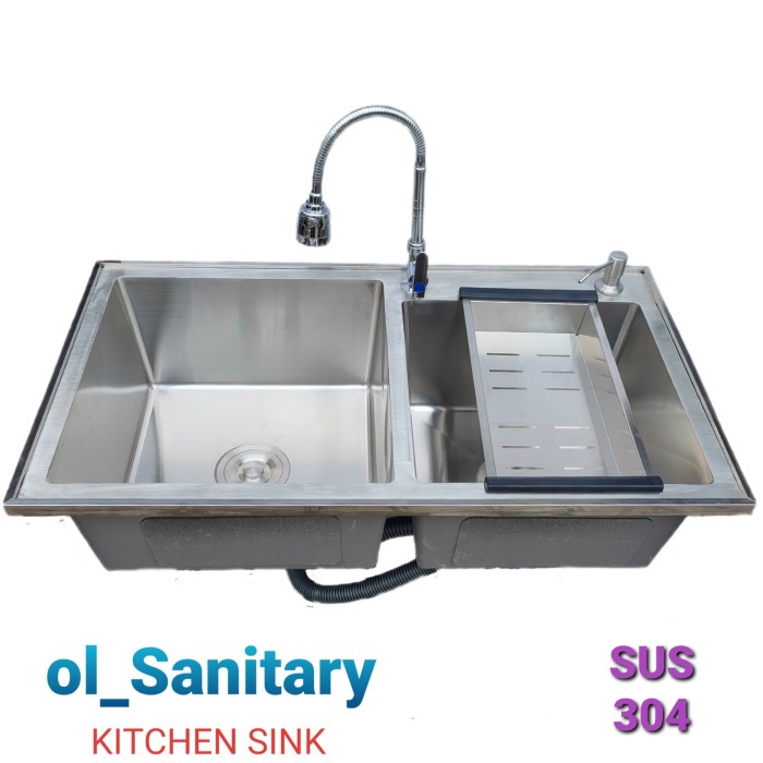 Filter Bak Cuci Piring Stainless Kitchen Sink 2 Lobang Sink Stainless