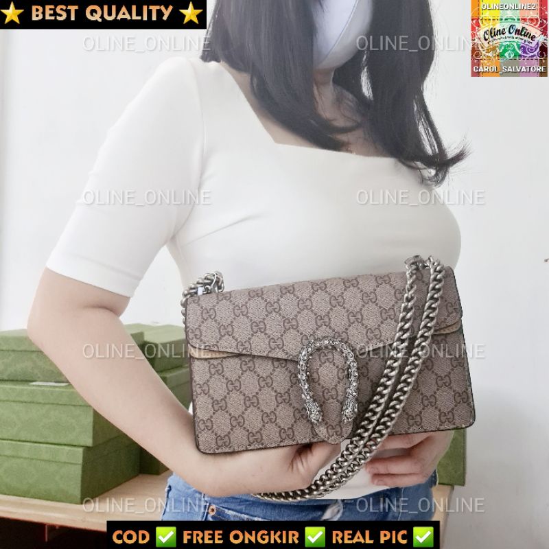 tas wanita selempang snake head logo klasik gg flap convertible silverhardware shw gift set gift box women tali panjang gc medium gucci