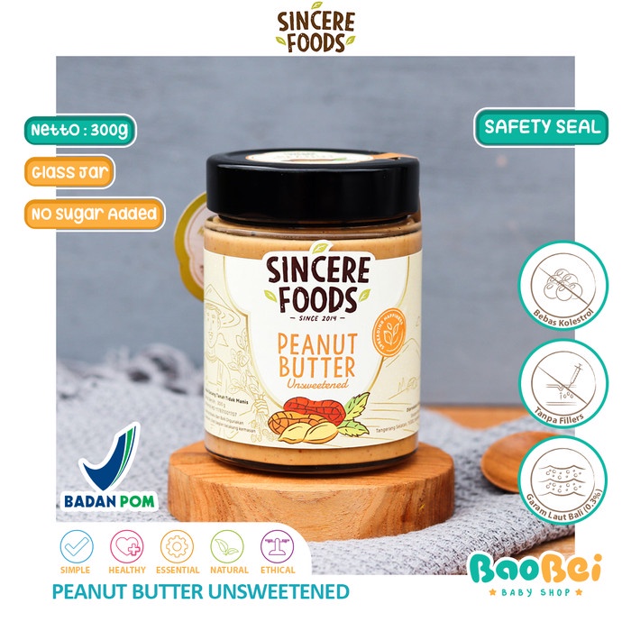 

SELAI KACANG PEANUT BUTTER 300GR TANPA GULA UNSALTED BUTTER VEGAN KETO