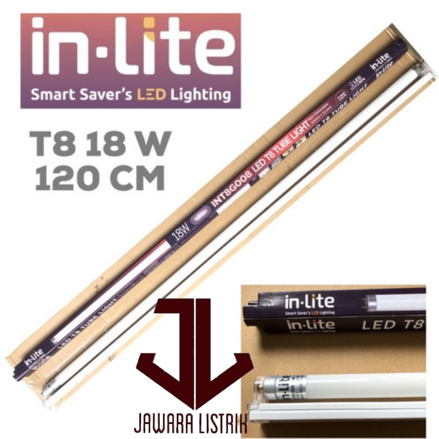 IN-LITE LAMPU TL LED T8 INLITE 18W 18 W WATT 1200MM KOMPLIT + KAP