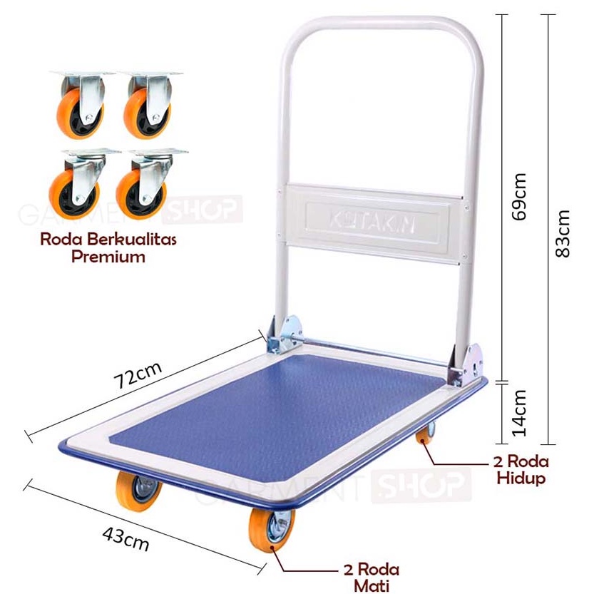 Troli Barang Lipat Hand Truck Model Besi 150 Kg sunc kuning hitam biru