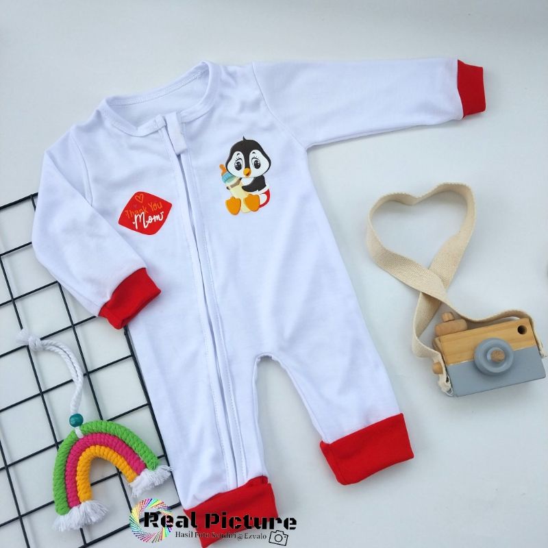 Sleepsuit ziper bayi unisex baju jumper anak 0-3 bulan