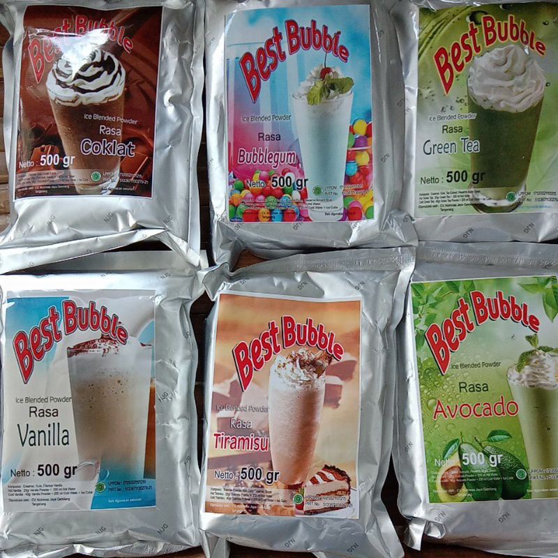 serbuk minuman bubuk instan aneka rasa 500gr avocado taro greentea lemontea strawberry  capucino merk best bubble