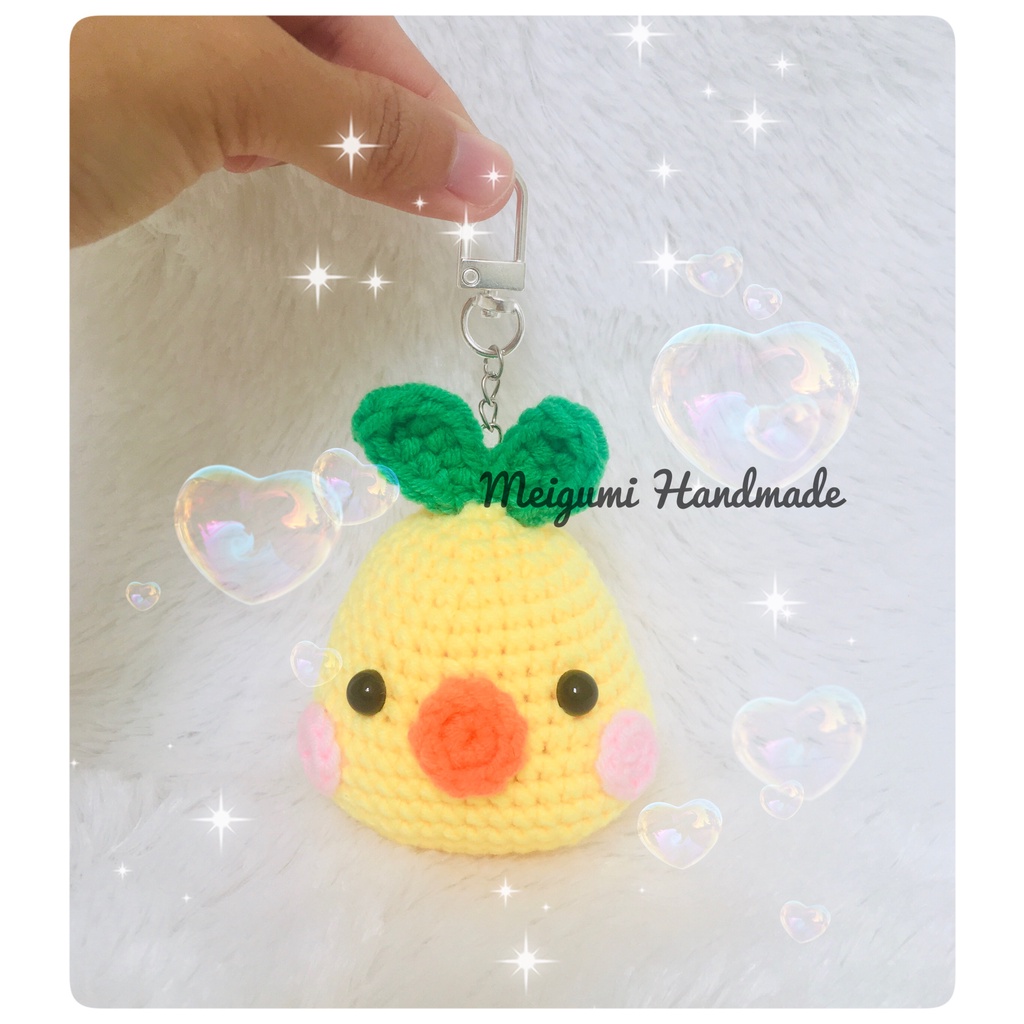 [Ready Stock] Boneka Rajut Lemon Duck Head / Amigurumi Lemon Duck Head / Keychain Rajut Lemon Duck H